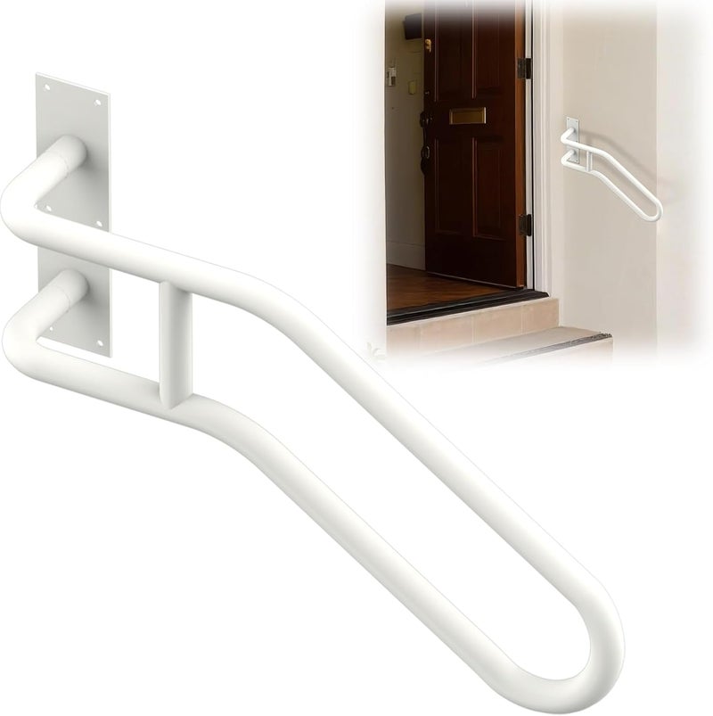 yeezo Left Side Wall Mounted handrail, Garge Door Stair Railing for 1-3 Steps(Polished White, Left Side, 230LBs Loading) - Image 1